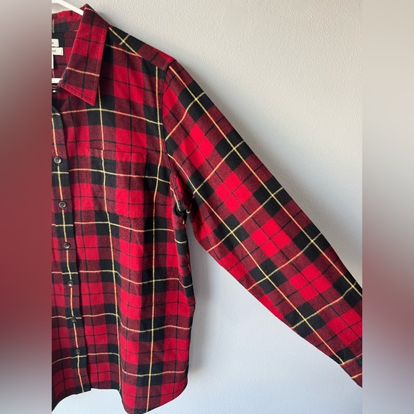 LL Bean red black plaid flannel button down long sleeve shirt Men’s Sz XL - Picture 3 of 5